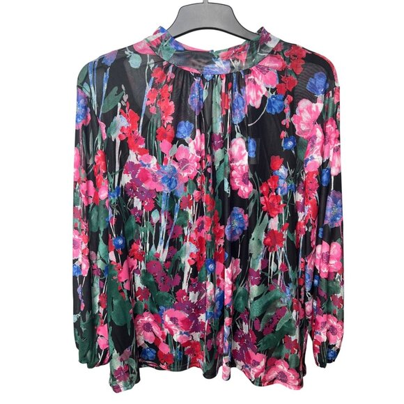 Cupio Blush Tops - Cupio Blush Womens Floral Print Long Sleeve Top 2X